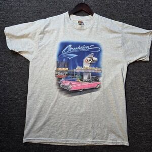 Fruit of the Loom Graphic Tee Mens XL AW Root Beer Cruisin Vintage Heather Gray